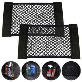 YFFSFDC Car Storage Pockets, Storage Pockets, Mesh Organizer for Cars, Net Pockets, Multi-functional Car Net Pockets, Car Net, Luggage Net, Divider Net, Elastic Strong, Easy Installation, Hook, Anti-Popping Net (15.7 x 9.8 inches (40 x 25 cm)