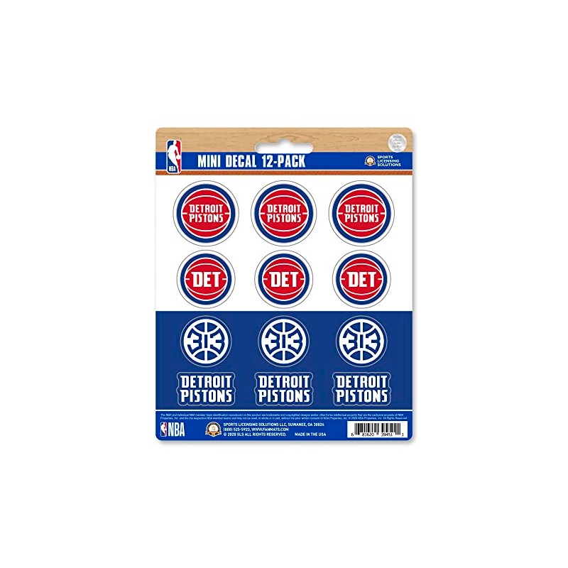 Fanmats 63215: Detroit Pistons 12 Count Mini Decal Sticker Pack