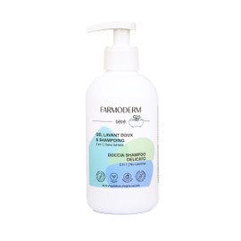 Farmoderm 2-in-1 Daily Gentle Baby Shampoo & Cleansing Gel - Vegan & Organic - With 98% Natural Ingredients - Tear-Free Shampoo for Kids & Babies - 300ml