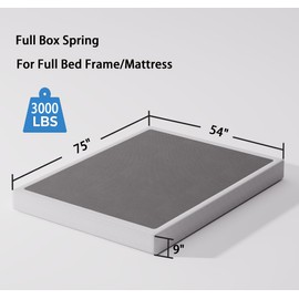 Bedsnus Full Size Box Spring and Cover Set, 9 Inch High Profile Metal BoxSpring, Heavy Duty Structure Mattress Foundation, Noise Free, Non-Slip, Easy Assembly