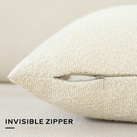 Artscope Pack of 2 Textured Boucle Cushion Covers Square Pillow Cases Cozy Soft Decorative Couch Pillow Covers for Chair Sofa Bedroom Living Room Home Decor 50x50cm, Cream Beige