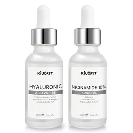 Set De 2 Sueros De Ácido Hialurónico Y Niacinamida: Reduce Arrugas, Suaviza Líneas De Expresión Y Mejora La Textura De La Piel. Hidrata, Regula La Grasa Y Minimiza Los Poros. Para Todo Tipo