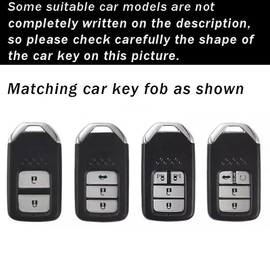 ontto Metal and Leather Key Fob Protector Car Key Shell Fit for Honda Civic Accord Pilot CRV HRV CRZ Fit Odyssey JED Crosstour Ridgeline Crider Spirior Accessories Black