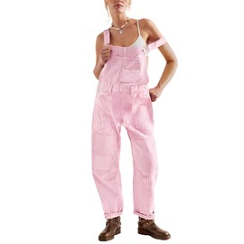 Kedera Women Denim Overalls Casual Loose Baggy Jumpsuits Striped Pants Sleeveless Bib Jumpers with Pockets