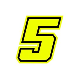 4R Quattroerre.it 13385 Racing Number 5 Moto GP, Neon Yellow, 10 x 10 cm