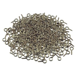 100 Pcs Small Screw Eye Pins, 10mm x 5mm small eye hooks, Eye hooks screw is suitable for jewelry making, pendant beads, DIY making (Bronze)