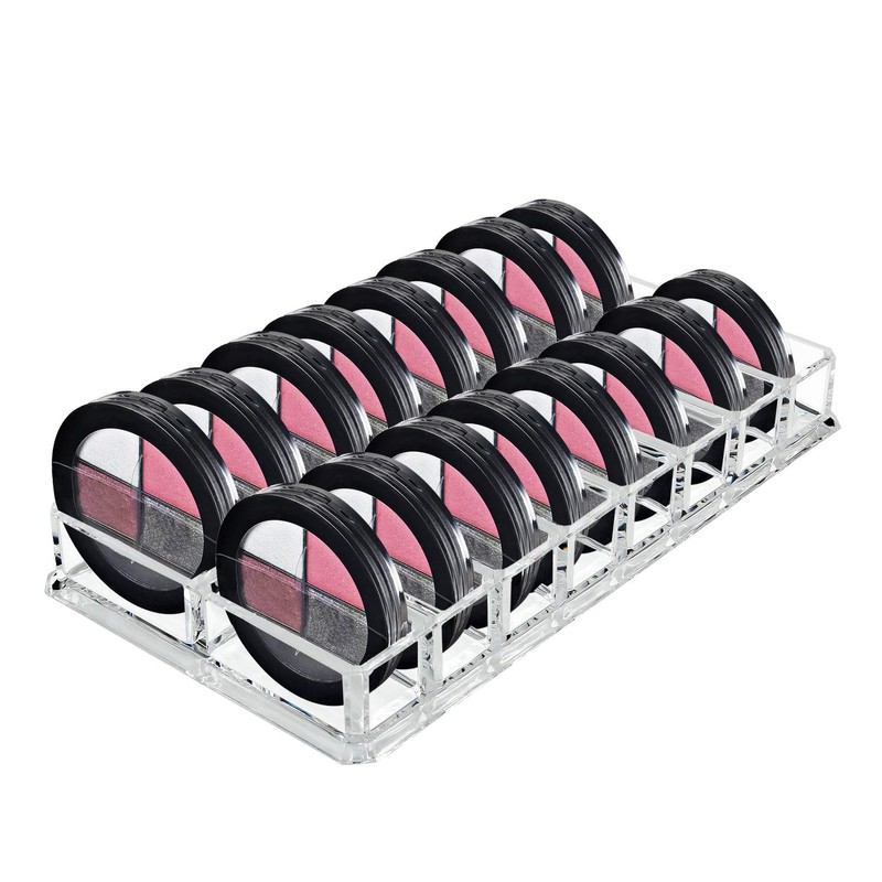 Discoball Acrylic Compact Holder/Eye Shadow/Blush/Highlighters Clear Makeup Organiser 16 Spaces