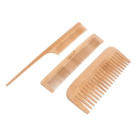 Baluue 3pcs Detangling Hair Brush Double-sided Scalp Massager Bamboo Comb Barber Salon Tool