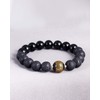 Lightock Lava Stone Feng Shui Black Obsidian Bracelet for Men