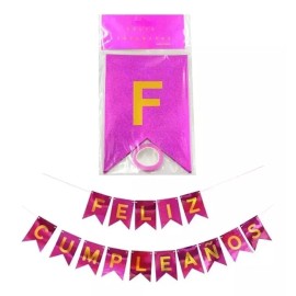 Fiesta Letrero Banderin De Feliz Cumpleaños Decoracion Para Fiesta Color Lila