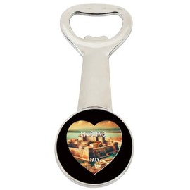 Livorno Italy Travel Souvenir Destination Heart Shape Design Magnetic Bottle Opener Single