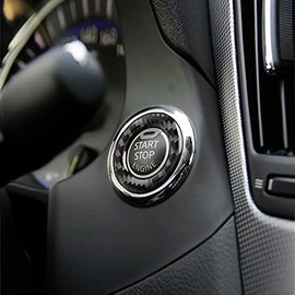 Winterwell Car Interior Carbon Fiber Engine Start Button Ring Cover Trim Compatible with Infiniti Q50 Q60/QX60 2014 2015 2016 2017 2018 2019 2020