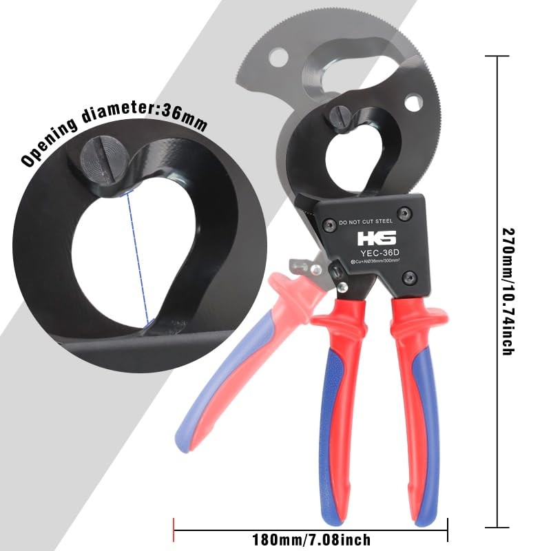 HKS Ratchet Cable Wire Cutter Heavy Duty for Cutting Electrical