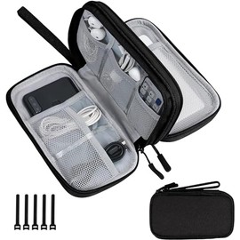 Organizador de Cables, Estuche Organizador Portatil de Viaje, Bolsa Accesorios Electrónicos Impermeable para Cables, Cargador, Teléfono, USB, Tarjeta SD (Negro)