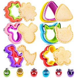 12 Pack Sandwich Cutter and Sealer Set Crustable Bread Decruster DIY Cookie Stamps Mold Vegetable Fruit Cutters Shapes for Kids Back to School Bento Box Accessories