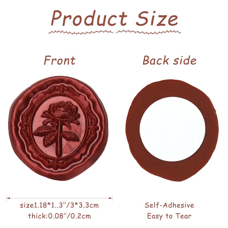 Wax Seal Stickers 50 PCS Rose Self Adhesive Wedding Invitations