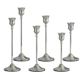 FELIZBROOM Juego de Candelabros de Metal, Porta Velas Decoración de Mesa Moderno y Simple, Adornos de Decoración de Ambiente para Fiestas de Bodas, Halloween, Navidad y San Valentín. (6, Plata)