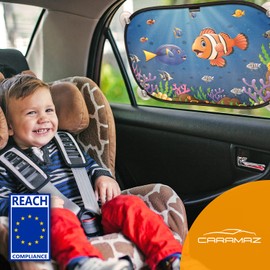 Car Window Shades for Baby - Protect from UV Rays - With Suction Cups in Size 48 x 30cm - Neo Design - Pack of 2