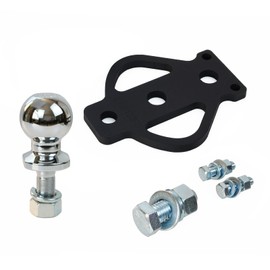 3-Way Trailer Hitch Adapter with 2-Inch Hitch Ball & 3/4-Inch Bolt Kits - Compatible with ATV/UTV, Golf Carts, Garden Tractors, Trailers, Flat Towing Ball Mount for Chains, and Tow Straps