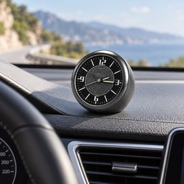 Mini Car Clock Dashboard Accessory – 4cm Luminous Quartz Analog Watch with Stick-On Mount for Vehicle Interior Decoration
