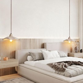 GHJUMKFDF Nordic Concrete Lotus Flower d Fixture Grey Cement Ceiling Pendant Light Mid Century Modern Lighting Bedroom Pendant Lamp for Nightstand Bedside Kitchen Island Dining Room