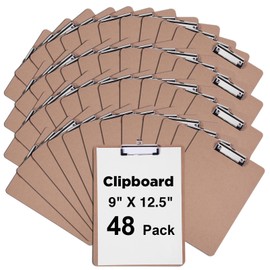 Clipboards Bulk, Woswel Hardboard Office Clipboards 48 Pack,9 X 12.5 Inch Recycled Wood Clipboards,Low Profile Clip Boards for Home School & Office Supplies