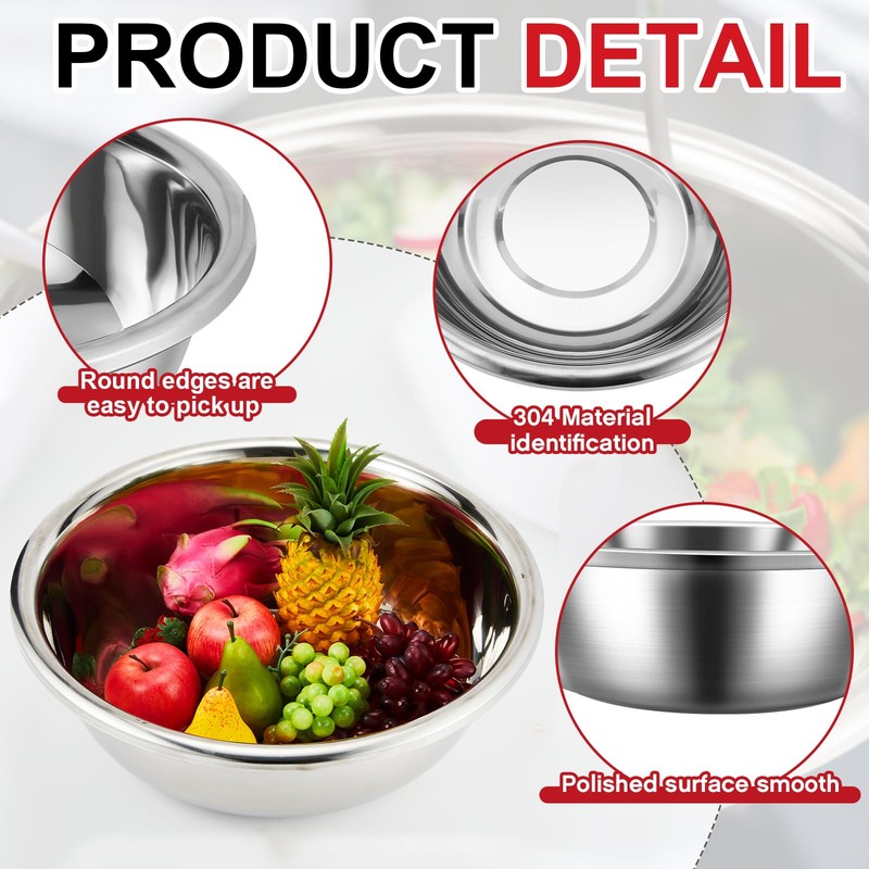 FillTouch 2 Pack Large Mixing Bowl Oversized All Purpose 304