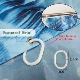 JINGYOU Shower Curtain 180cm Drop,Blue Bathroom Shower Curtain,Waterproof Shower Curtains 180x180,Weighted Shower Curtains for Wet Room,Bath Curtain with 12 Hooks-180 x 180cm drop