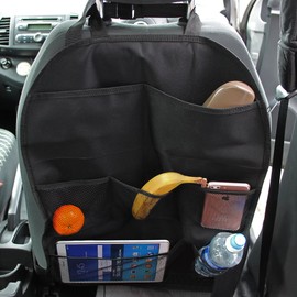 igadgitz U6849 Universal Backrest Protector Car Bag Organiser Car Back Seat - Black, Pack of 2