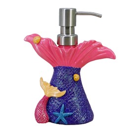 Mermaid soap Dispenser for Bathroom Kitchen, Resin Lotion Dispenser, Liquid Hand soap Dispenser with Pump Bottle for Kitchen Sink and Bathroom Lavatory, Home Decor Organizer (Purple)