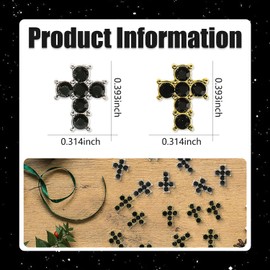 WOKOTO 40pcs Black Rhinestones Cross Nail Charms for Nail Art 3D Rhinestones Cross Charms Jewelry Flat Back Nail Cross Charms for Acrylic Nails Crystal Cross Nail Art Charms Nail 3D Charms Gems