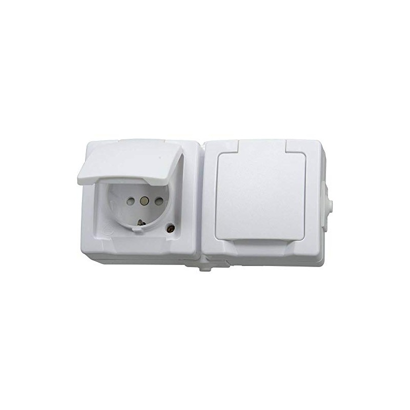 Kopp Nautic Double Protective Contact Socket with Hinged Lid and