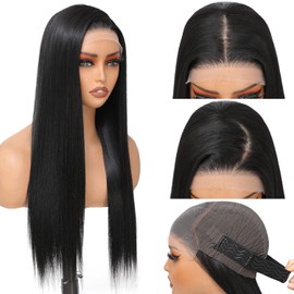 TAGUO Synthetic Lace Front Wig 7x5 Glueless Wig HD Lace Front Wig for Women Pre-Plucked Ready to Wear Wigs Beginner Friendly Natural Black 26inch