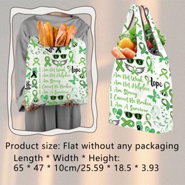 UJIMS Organ Donation Awareness Gift Green Rinbbon Reusable Grocery Shopping Bag Kidney Transplant Survivor Gifts (GreenRinbbonBag)