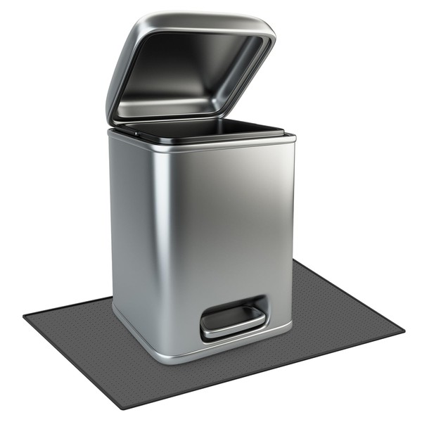 Tinideya Waterproof Trash Can Mat with Raised Edge Non Slip