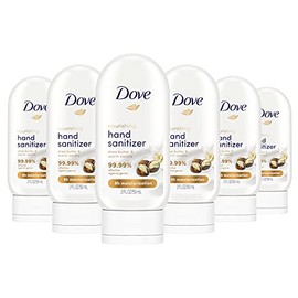 Dove Nourishing Hand Sanitizer 99.99 percent Effective Against Germs Shea Butter and Warm Vanilla Antibacterial Gel with 61 percent Alcohol and Lasting Moisturization For Up to 8 Hours 2 oz 6 Count