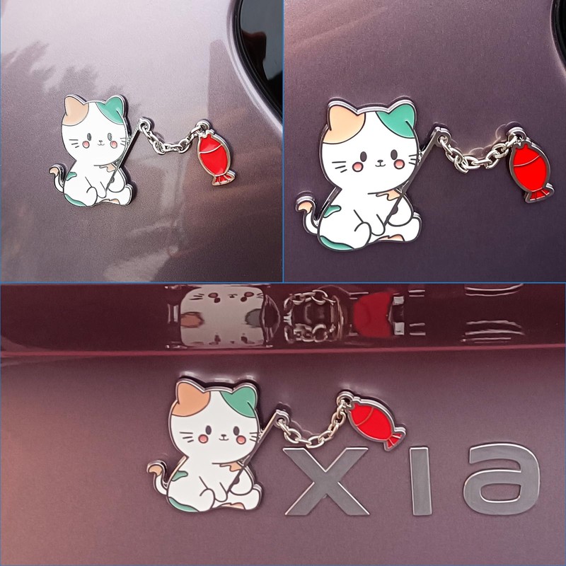 Koongloong Car Sticker Cat Emblem Cat 3D Cute Decoration Car