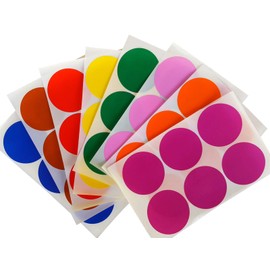 Royal Green Colored Stickers for All-Purpose Use in Office, Home, School 2" inch Label Rounds Dots, Red/Blue/Green/Yellow/Purple/Orange/Brown/Pink - 48 Count