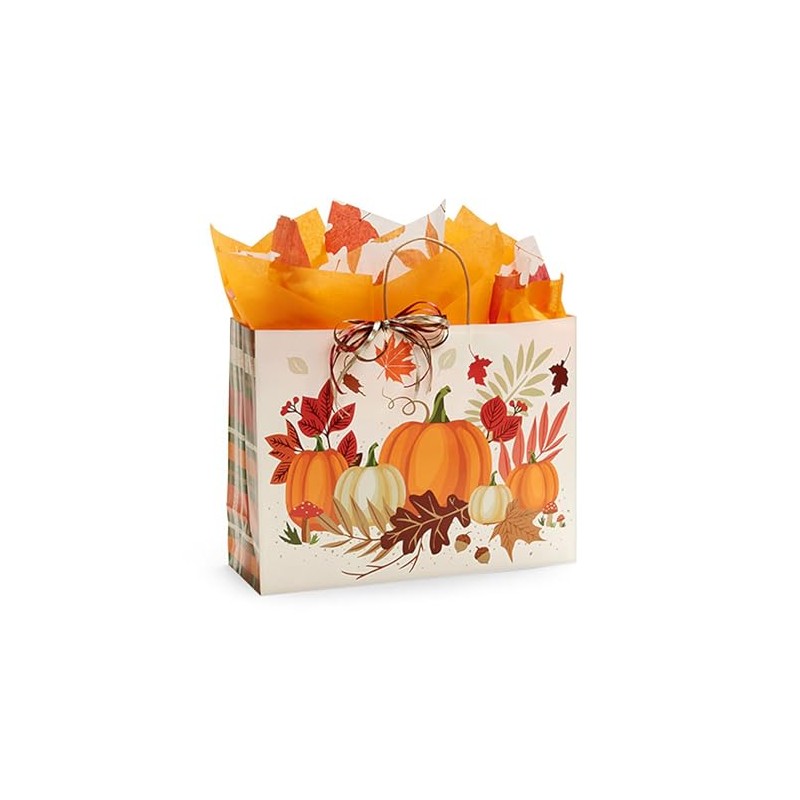 NWP Pumpkin Plaid Paper Shopping Bags - Vogue Size -