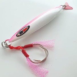 Slow Fall Jig Jigging Lure luminescent - Bass/Cod Fishing Lure (120 Gram, WHITE PINK)