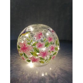 5.5 inch Handcrafted Glass Lamp with Bird and Flower Design - Unique Home Decor Piece