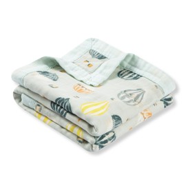 Milkbarn Receiving Blanket for Newborns, Three-Layer Muslin Quilt Baby Blankets, Soft & Gentle Toddler Blanket, Rayon from Bamboo Cotton Blankets for Nursery Bedding, Vintage Balloons
