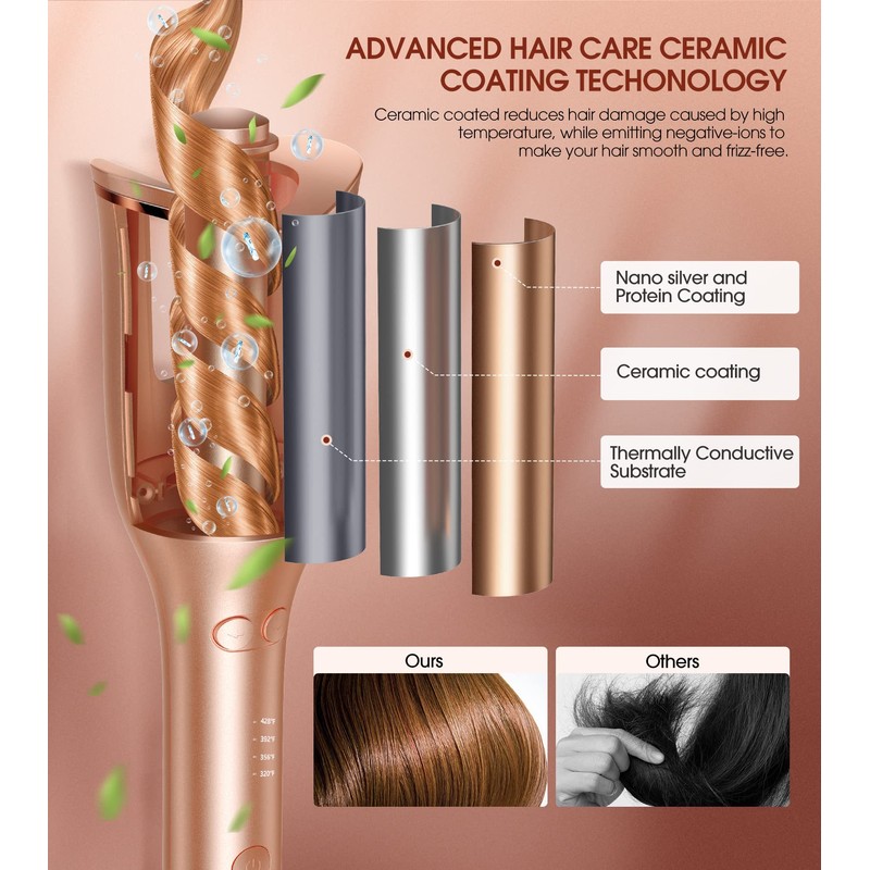 Automatic Curling Iron, Professional Automatic Hair Curler with 1" Curling