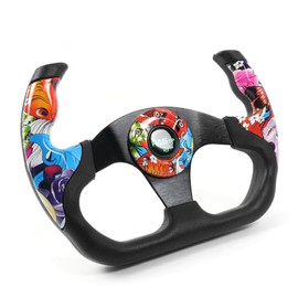 RASTP Universal Racing Steering Wheel, 12.8"/325mm Graffiti Pattern Sim Racing Steering Wheel (Red)