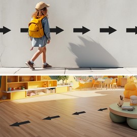 Arrow Floor Sticker Black 10"×5" Directional Floor Decal Self-Adhesive Removable Waterproof Arrow Vinyl Sign 20 PCS