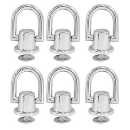 Seimneire 6 Pieces D Ring Stud Screw Ball Head Buttons, Versatile Purse Rotatable Ball D Ring Stud, Sturdy Metal Ring, Ideal DIY Leather Purse Backpack Belt Craft (Silver)