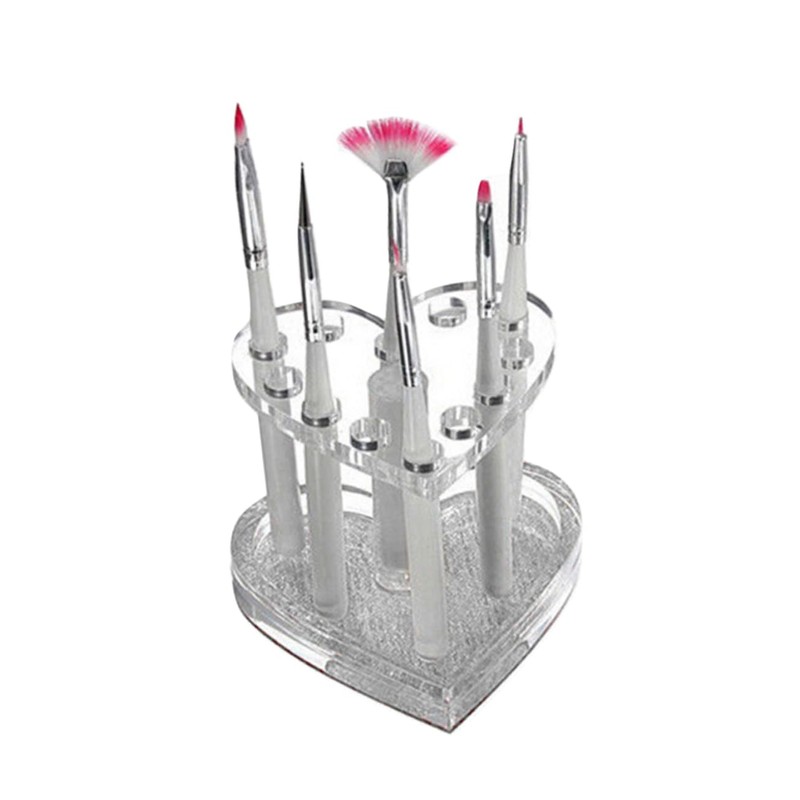 MERRYHAPY Acrylic Lip Liner Stand Makeup Brush Holder 2pcs Heart