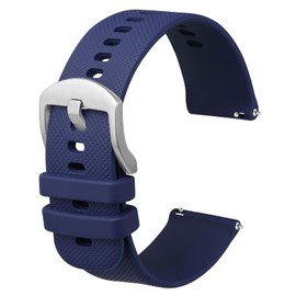 Anbeer Correa de reloj de silicona de 22 mm de liberación rápida de goma para hombres y mujeres, azul con hebilla de acero inoxidable plateada
