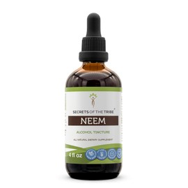 Secrets of the Tribe Neem Tincture Alcohol Extract, High-Potency Herbal Drops, Tincture Made from Neem Azadirachta Indica Cleansing and Body Detoxification 4 oz