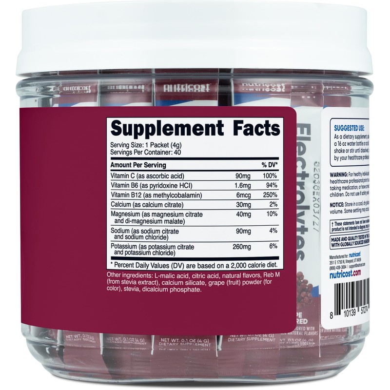 Nutricost Electrolytes Complex, Grape Flavored, 40 Stickpacks - Advanced Hydration